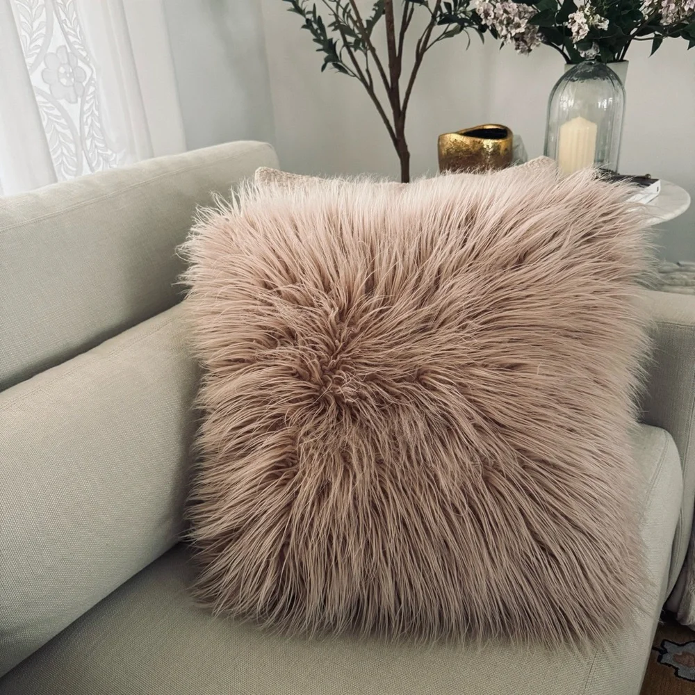 Oversize Faux Fur Square Throw Pillow